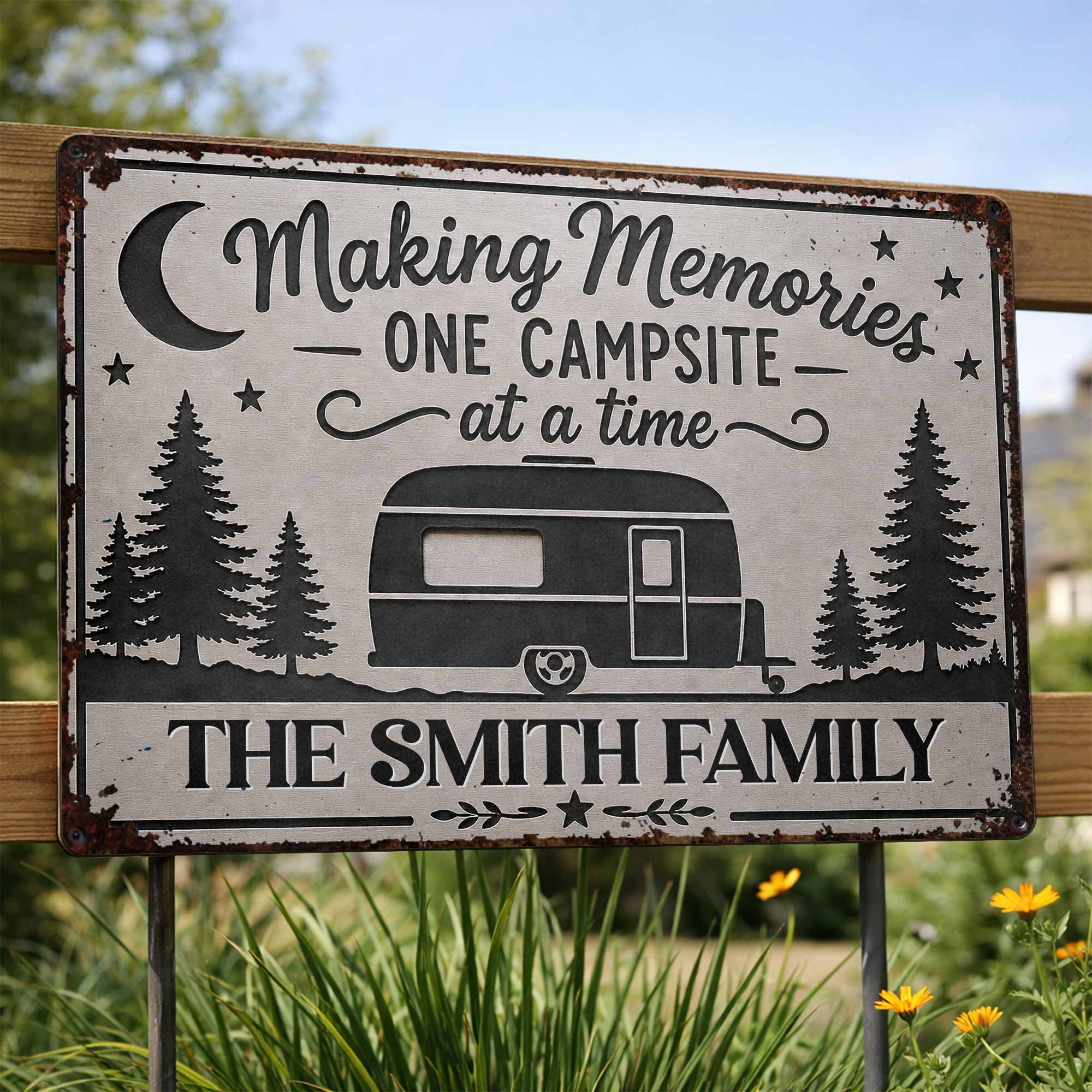 Personalized Metal Sign for Camping Lovers Custom Family Gift