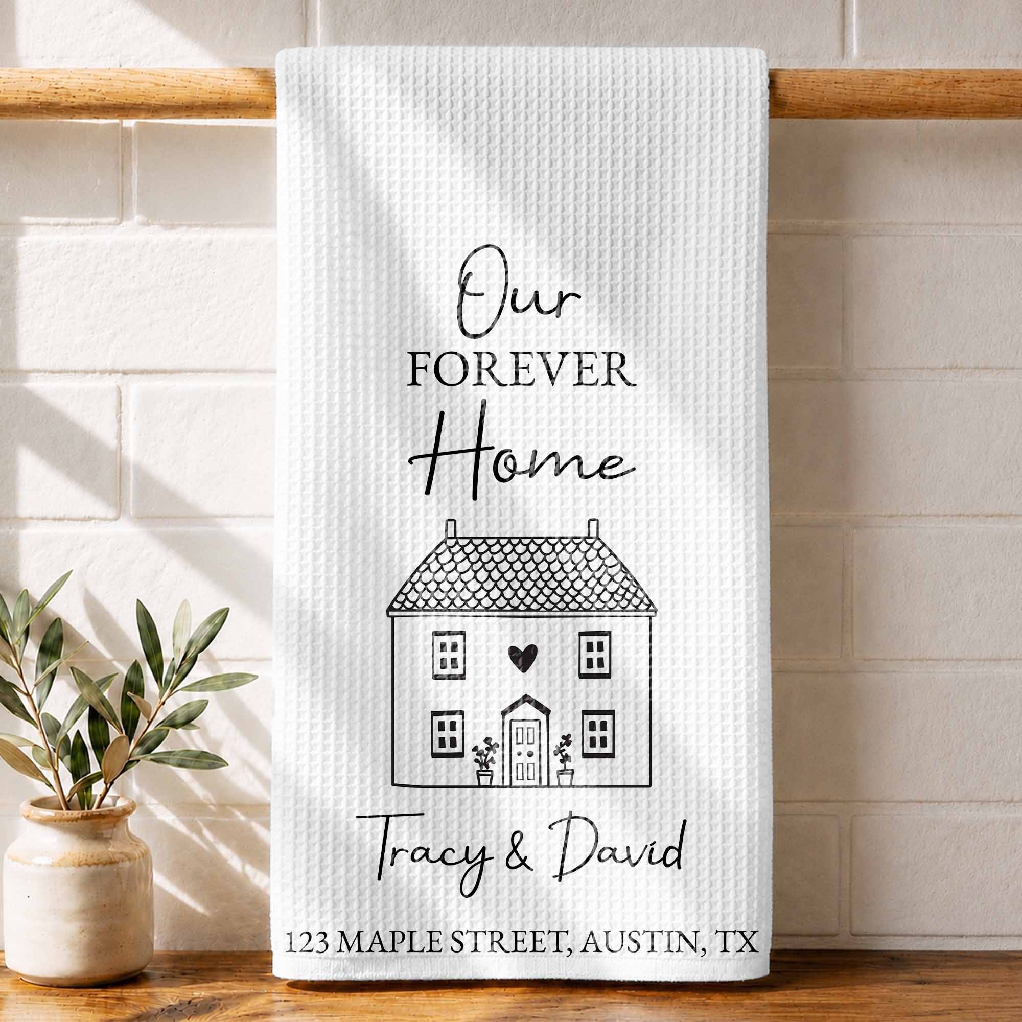 Personalized Kitchen Towel Custom Home Illustration Gift