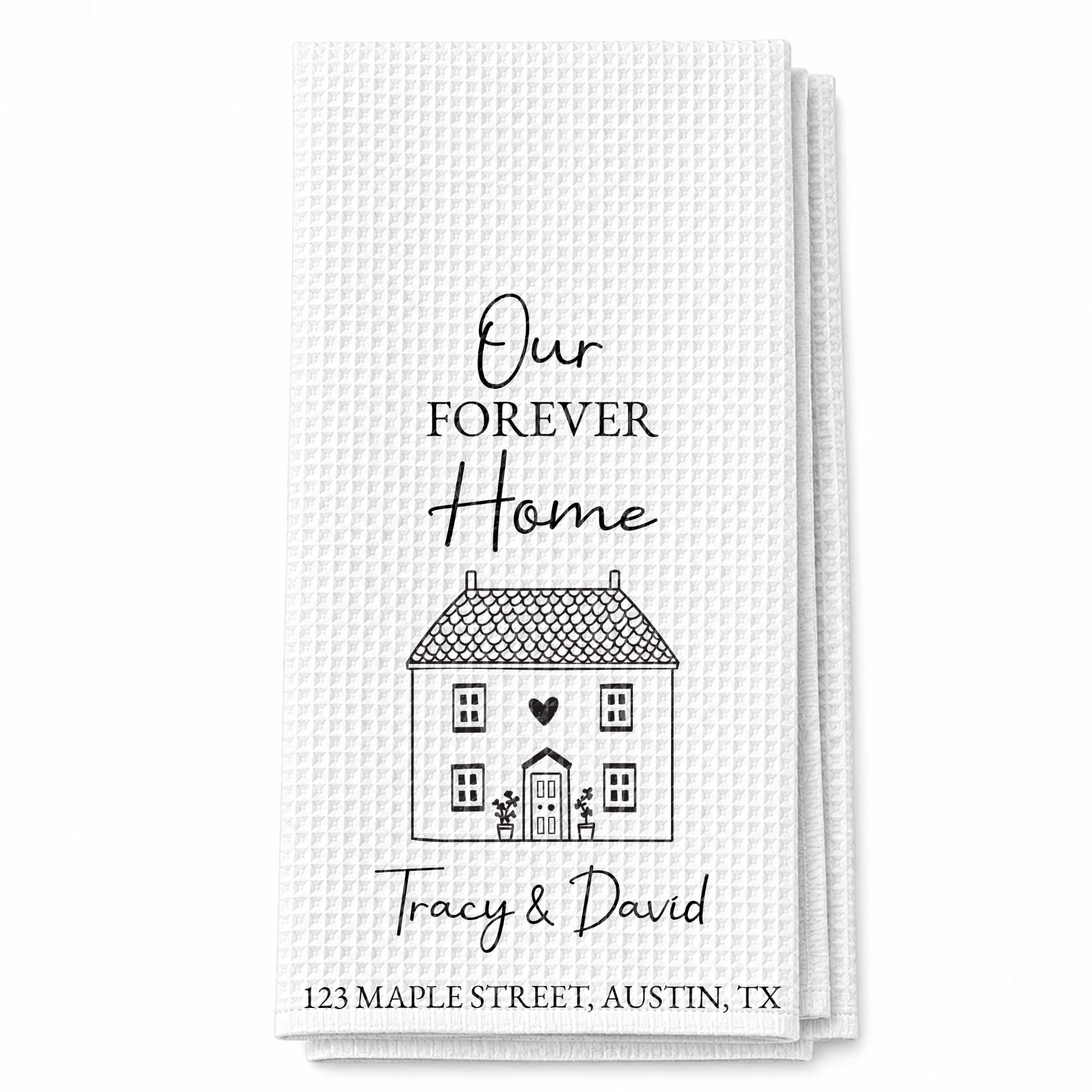 Personalized Kitchen Towel Custom Home Illustration Gift