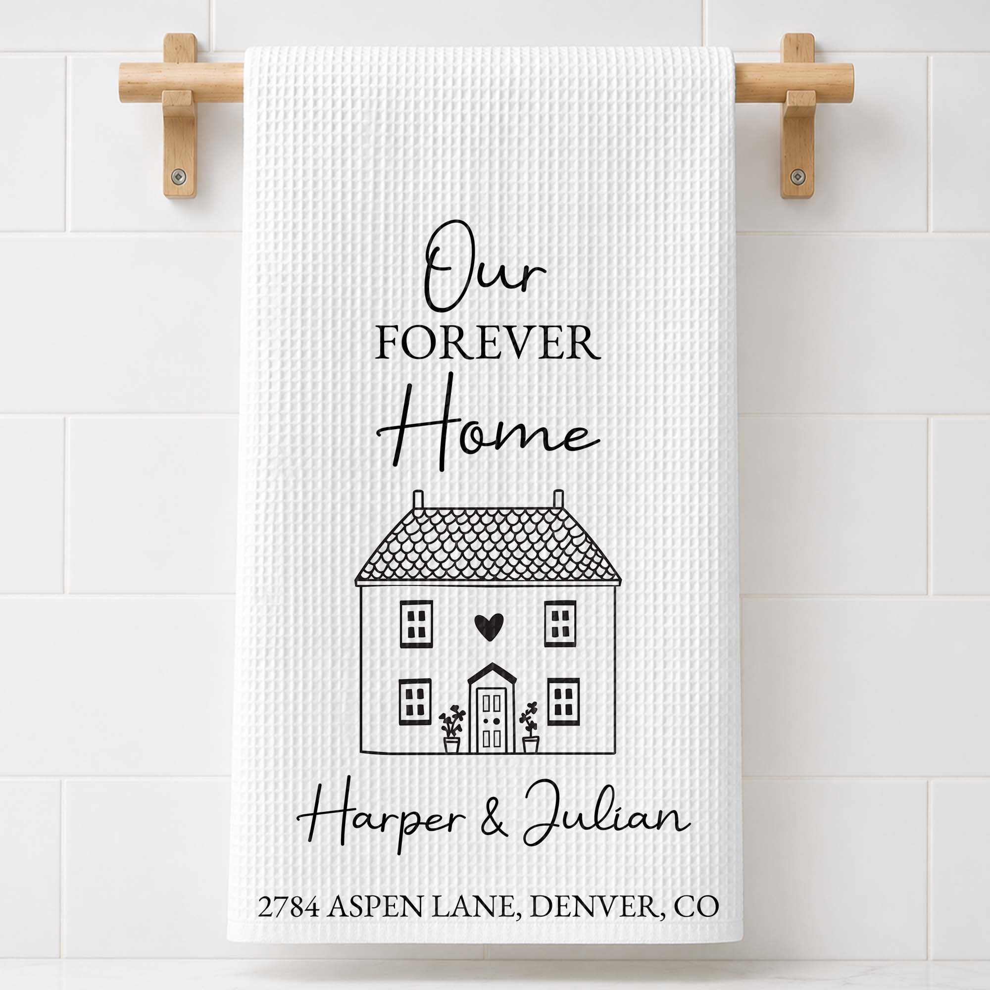Personalized Kitchen Towel Custom Home Illustration Gift