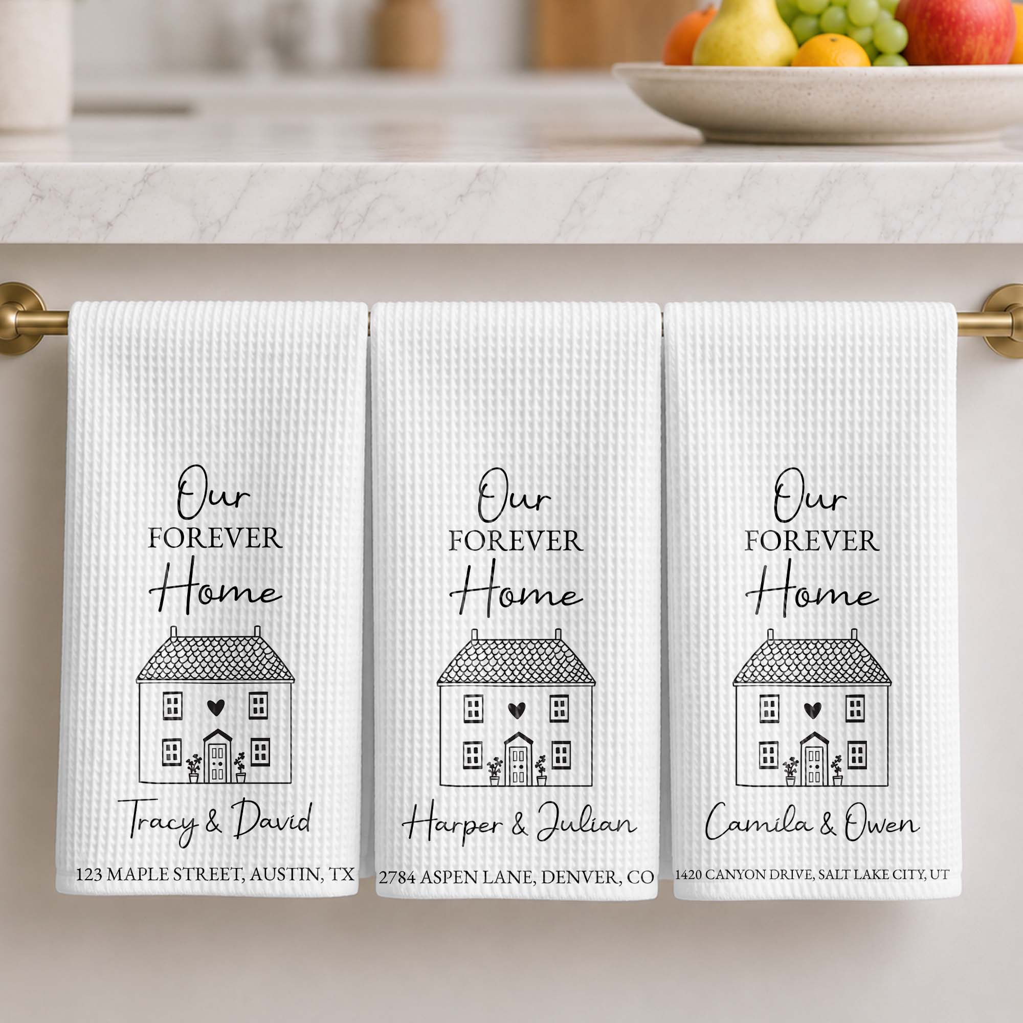 Personalized Kitchen Towel Custom Home Illustration Gift