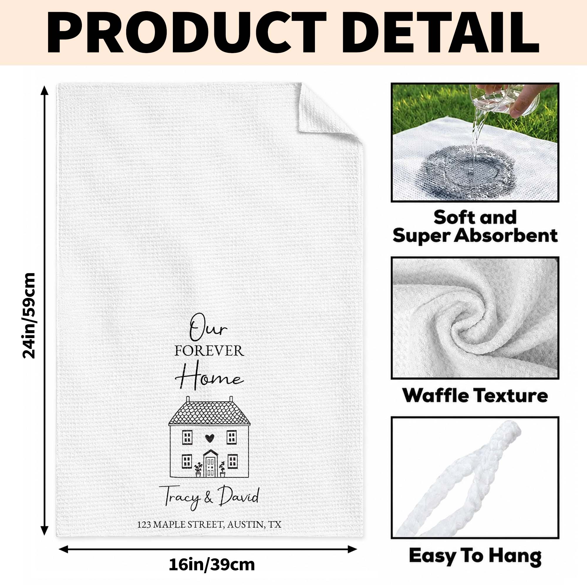 Personalized Kitchen Towel Custom Home Illustration Gift