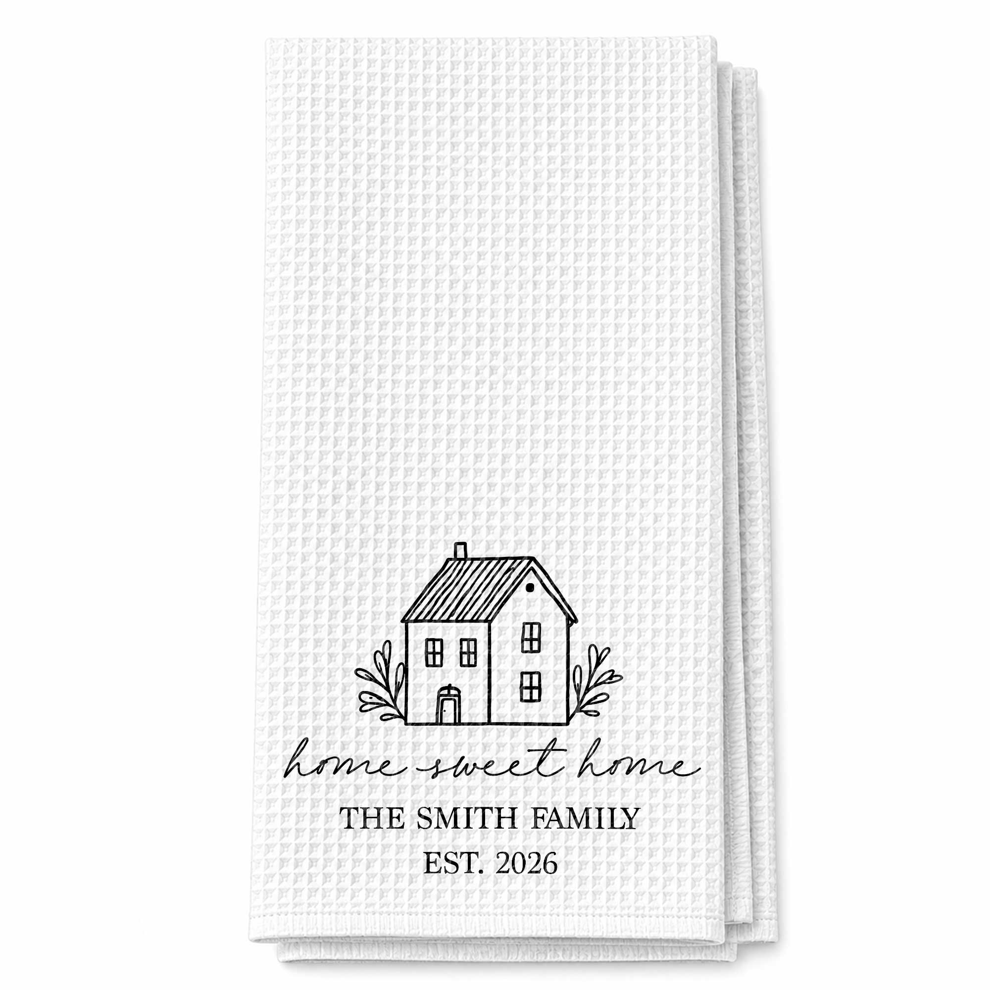 Personalized Family Kitchen Towel Custom Year Home Sweet Home Gift
