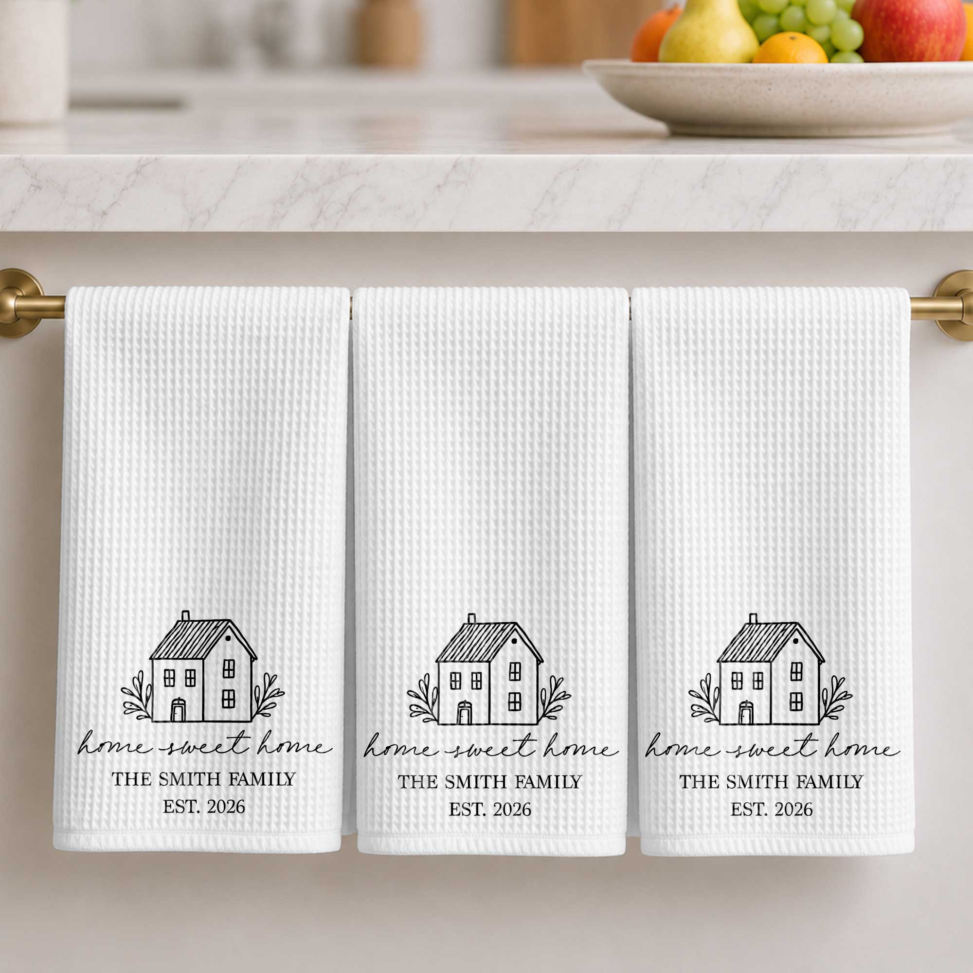 Personalized Family Kitchen Towel Custom Year Home Sweet Home Gift