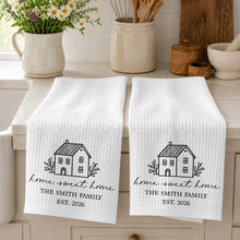 Load image into Gallery viewer, Personalized Family Kitchen Towel Custom Year Home Sweet Home Gift
