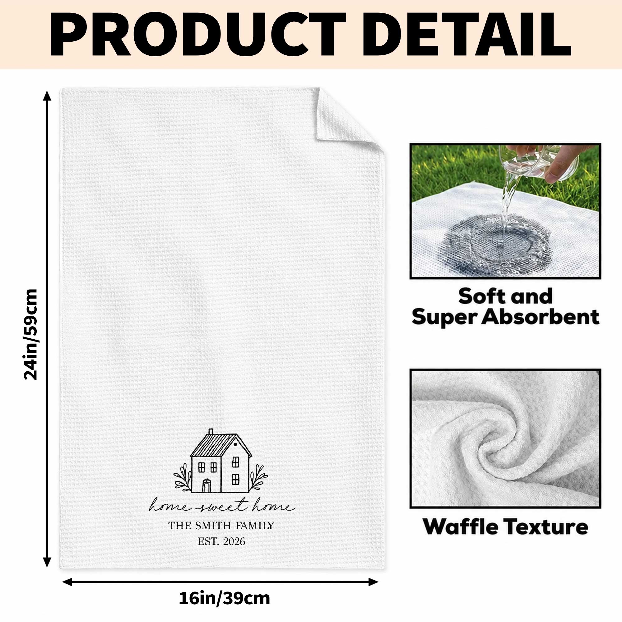 Personalized Family Kitchen Towel Custom Year Home Sweet Home Gift