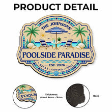Load image into Gallery viewer, Personalized Custom-Shaped Doormat Family Name Palm Trees Beach Chairs
