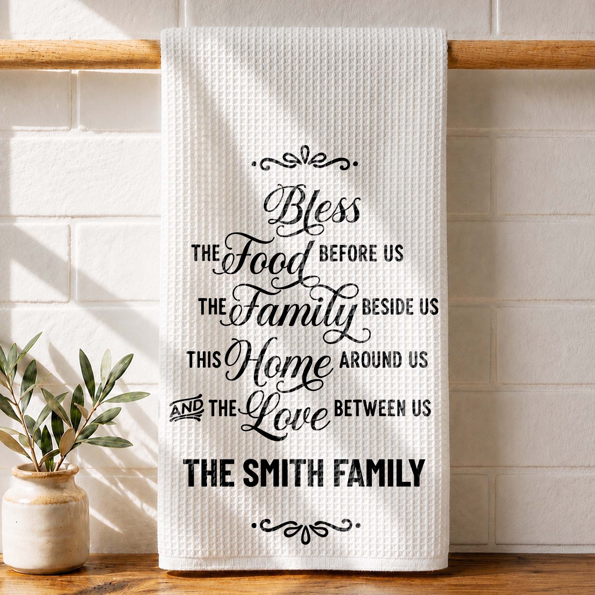 Personalized Family Name Kitchen Towel Blessing Gift