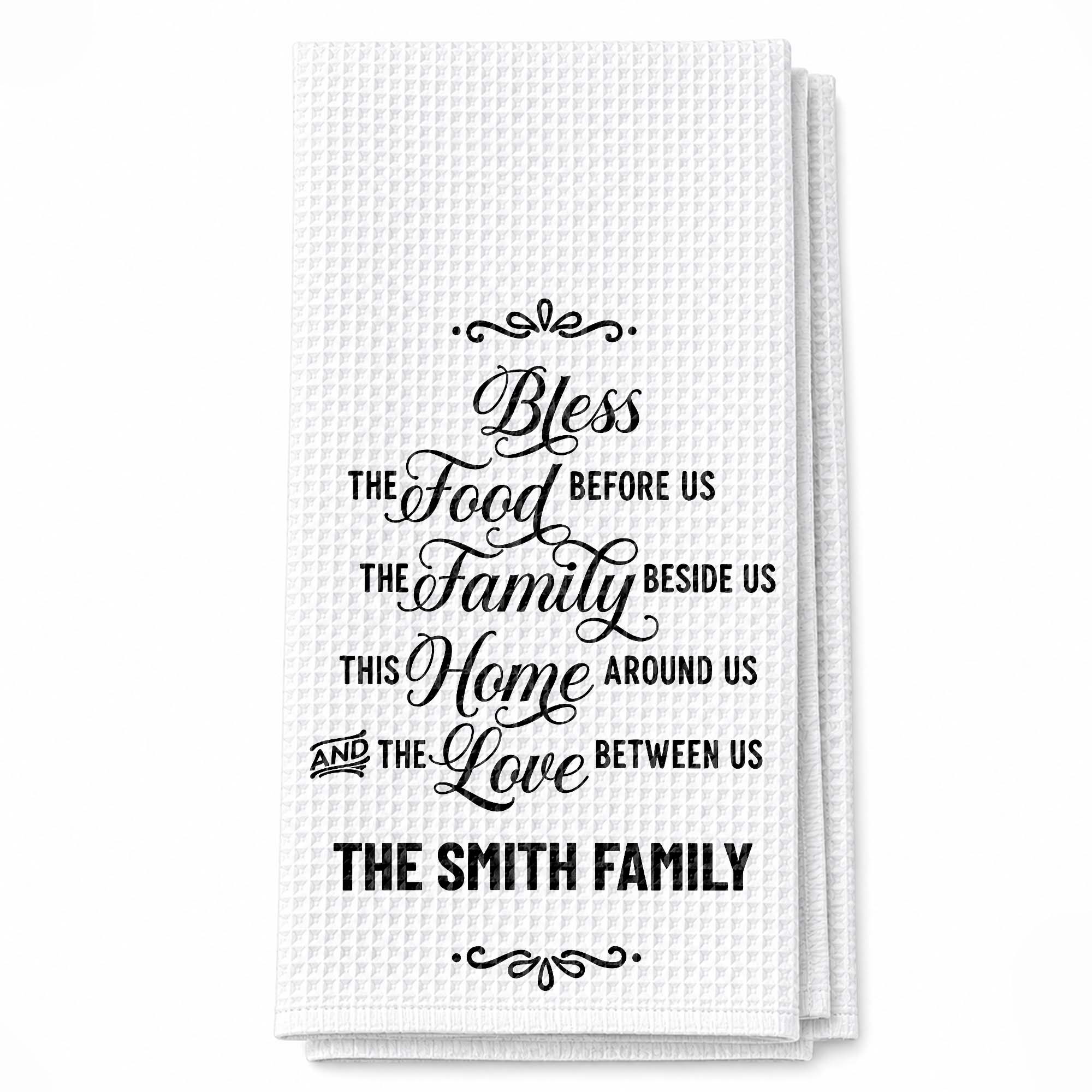 Personalized Family Name Kitchen Towel Blessing Gift