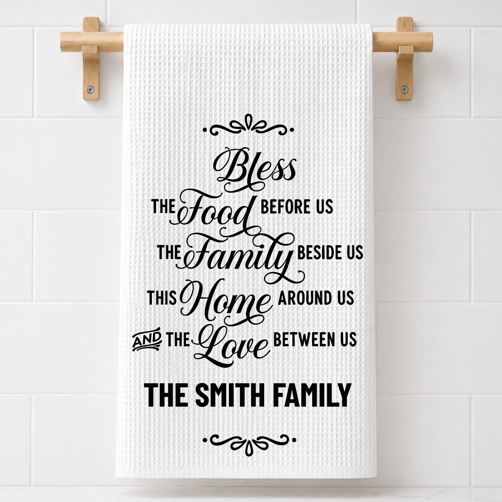 Personalized Family Name Kitchen Towel Blessing Gift