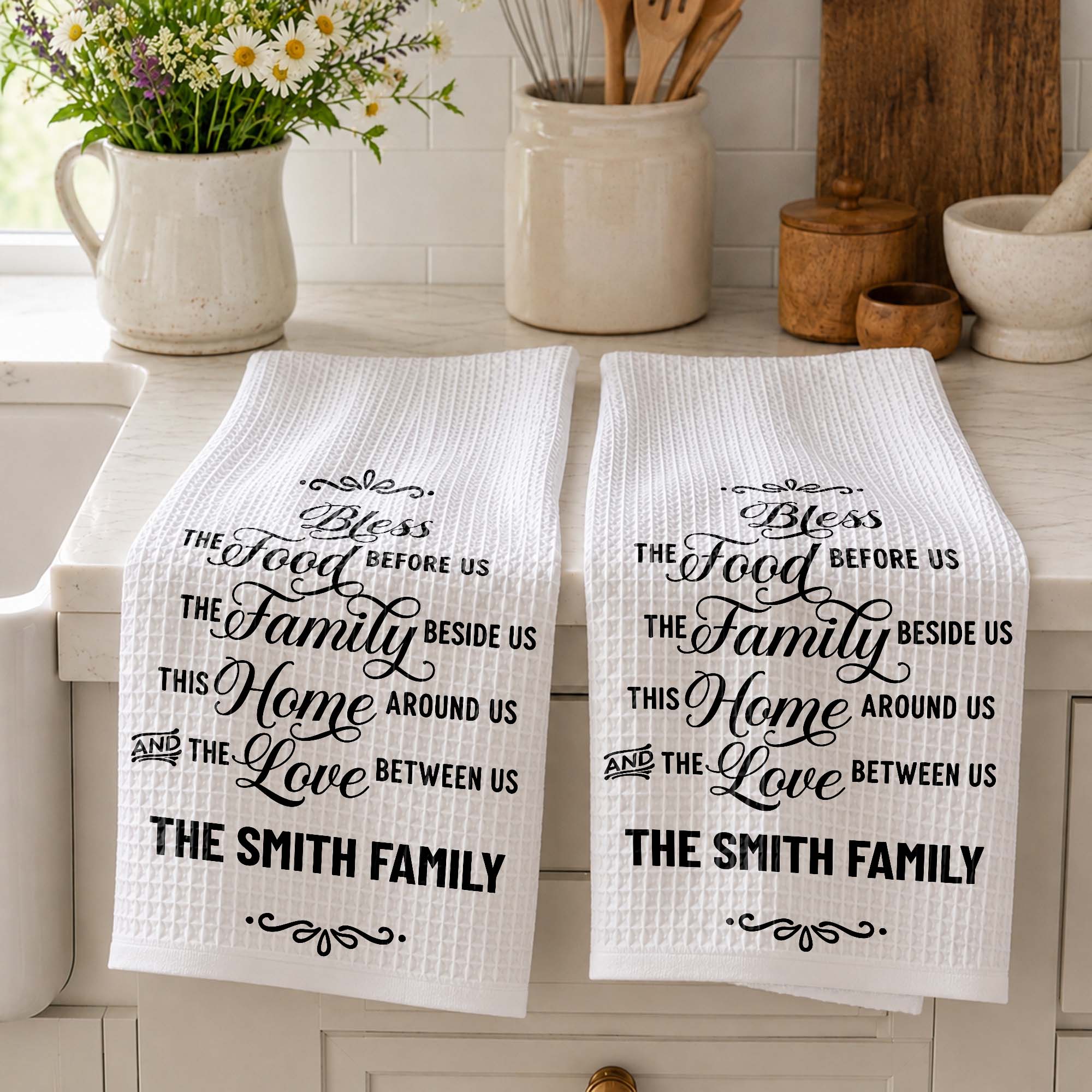 Personalized Family Name Kitchen Towel Blessing Gift