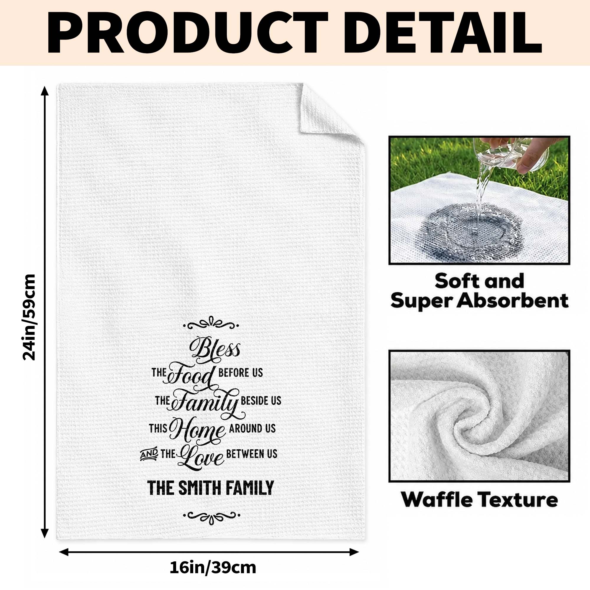 Personalized Family Name Kitchen Towel Blessing Gift