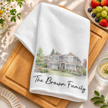 Load image into Gallery viewer, Personalized Kitchen Towel Custom Family Watercolor Design Gift
