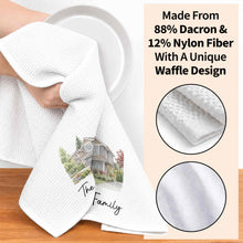 Load image into Gallery viewer, Personalized Kitchen Towel Custom Family Watercolor Design Gift
