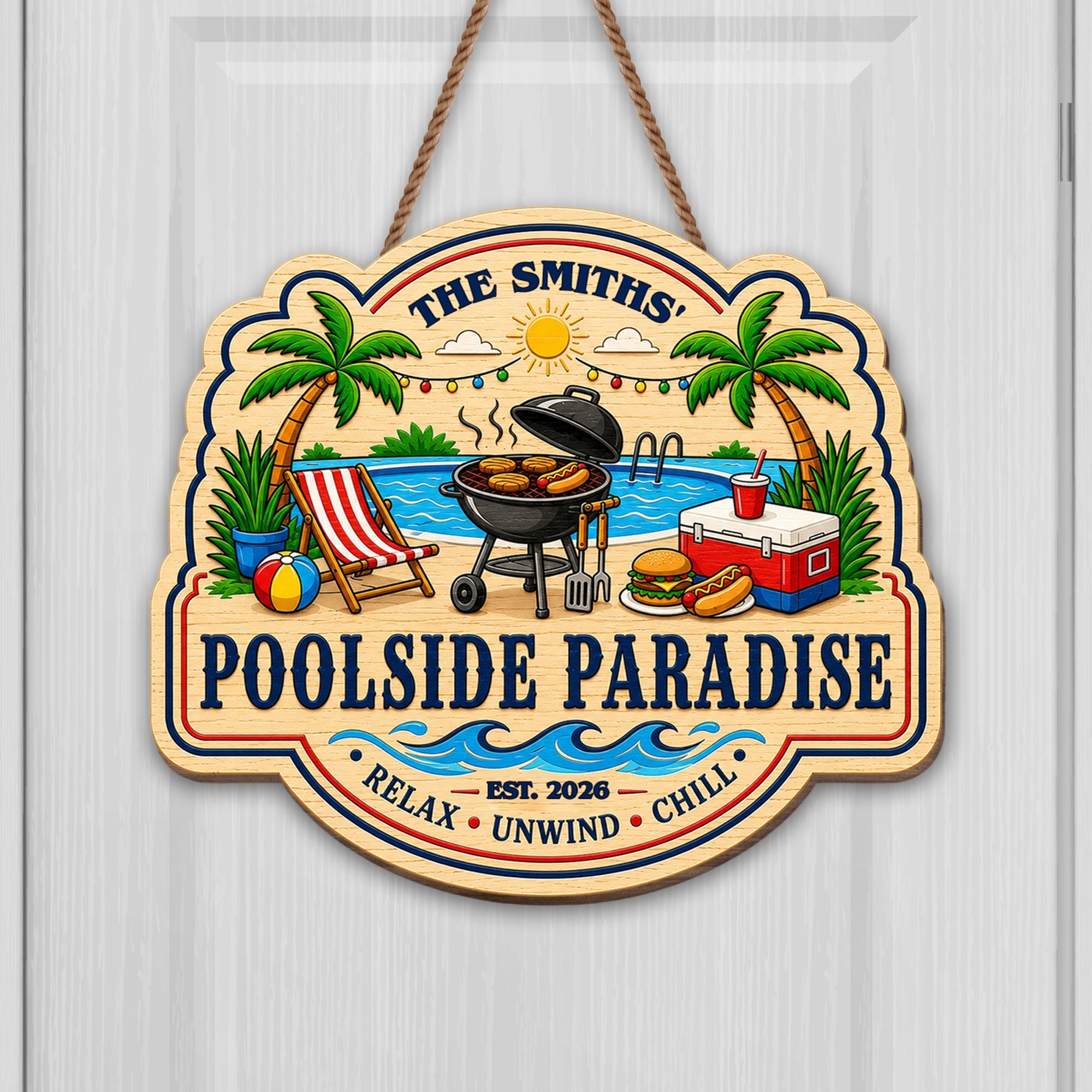 Personalized Custom Shaped Wood Sign for Beach Lovers Gift