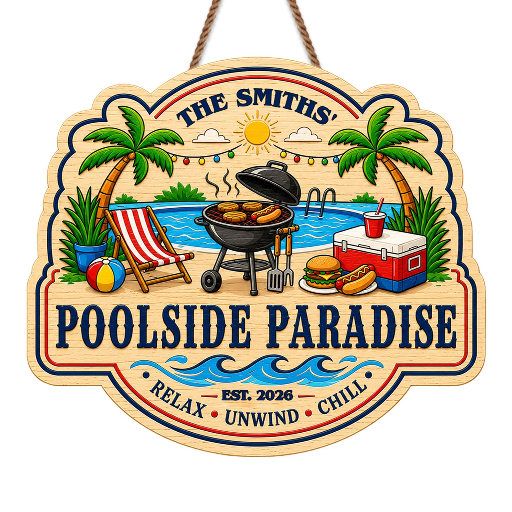 Personalized Custom Shaped Wood Sign for Beach Lovers Gift