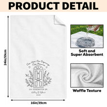 Load image into Gallery viewer, Personalized Floral Heart Kitchen Towel Custom Name Gift for Family
