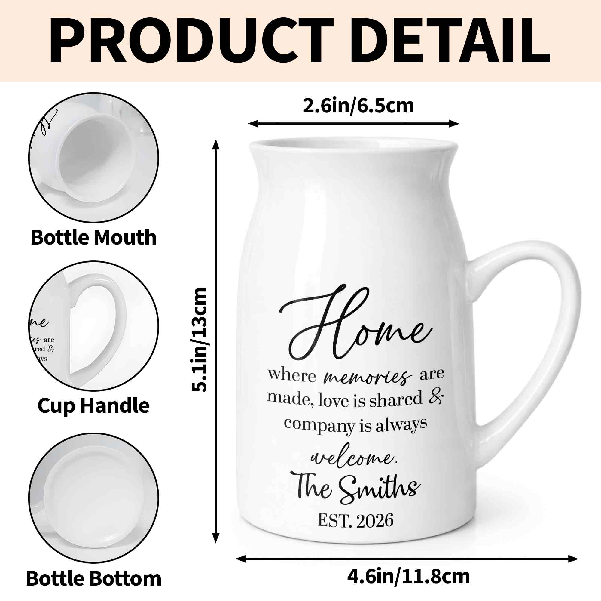 Personalized Ceramic Flower Vase Custom Year Gift for Family