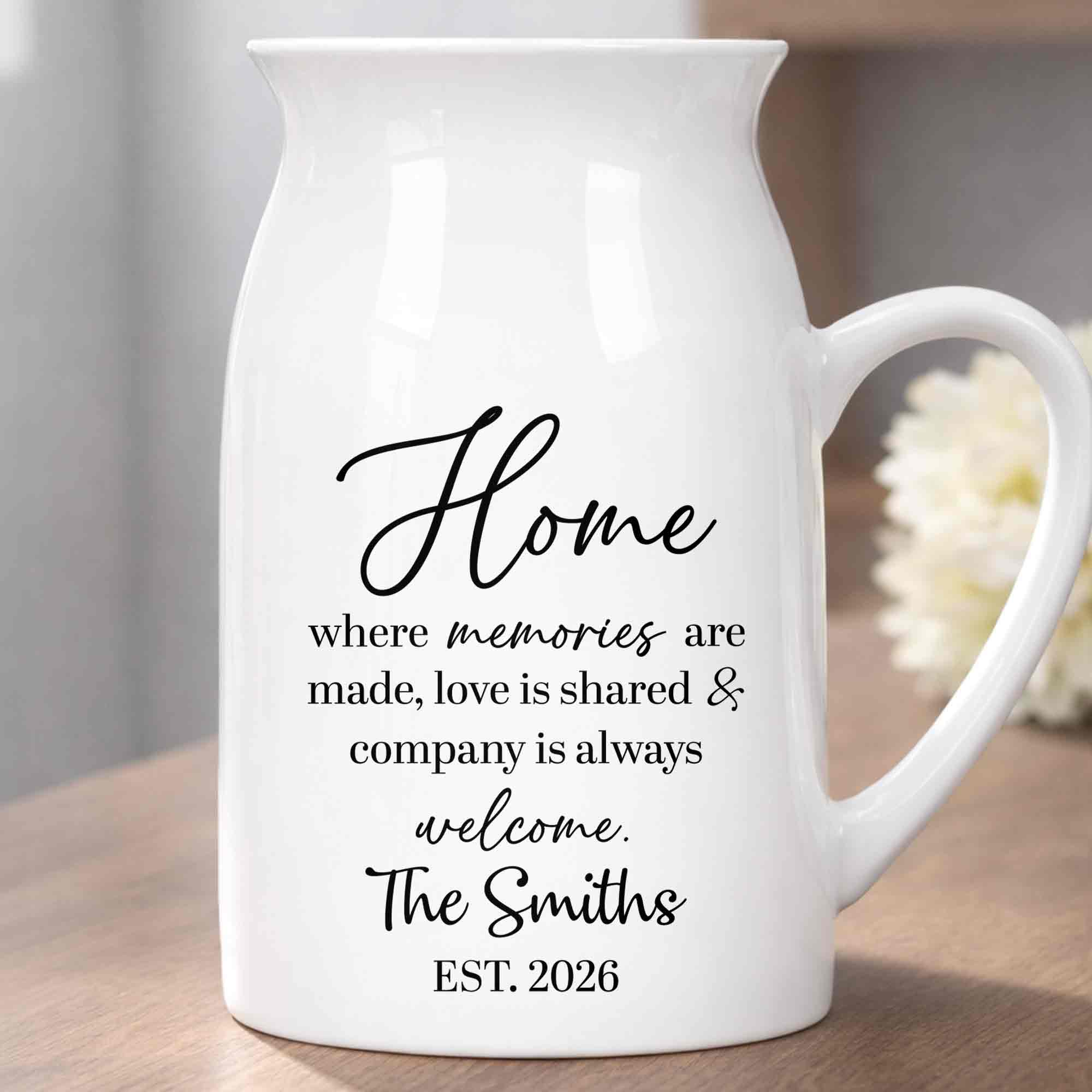 Personalized Ceramic Flower Vase Custom Year Gift for Family