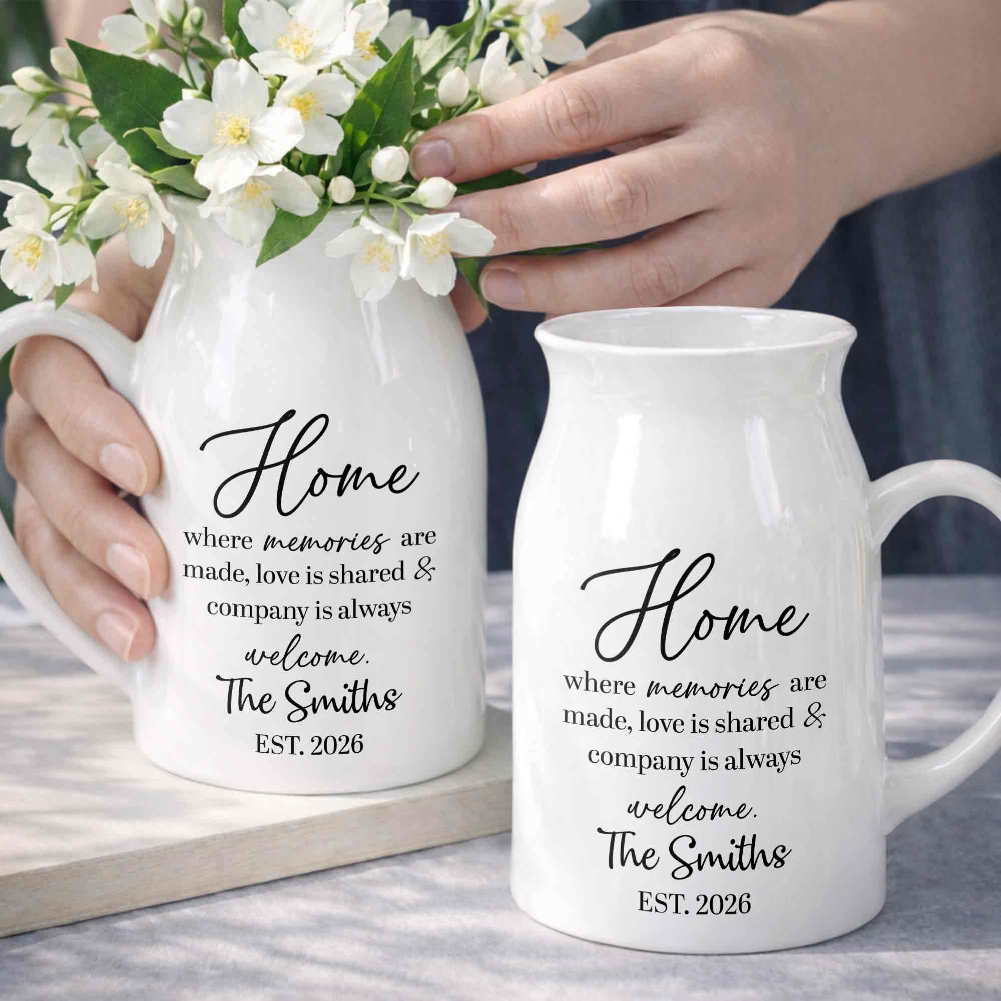 Personalized Ceramic Flower Vase Custom Year Gift for Family