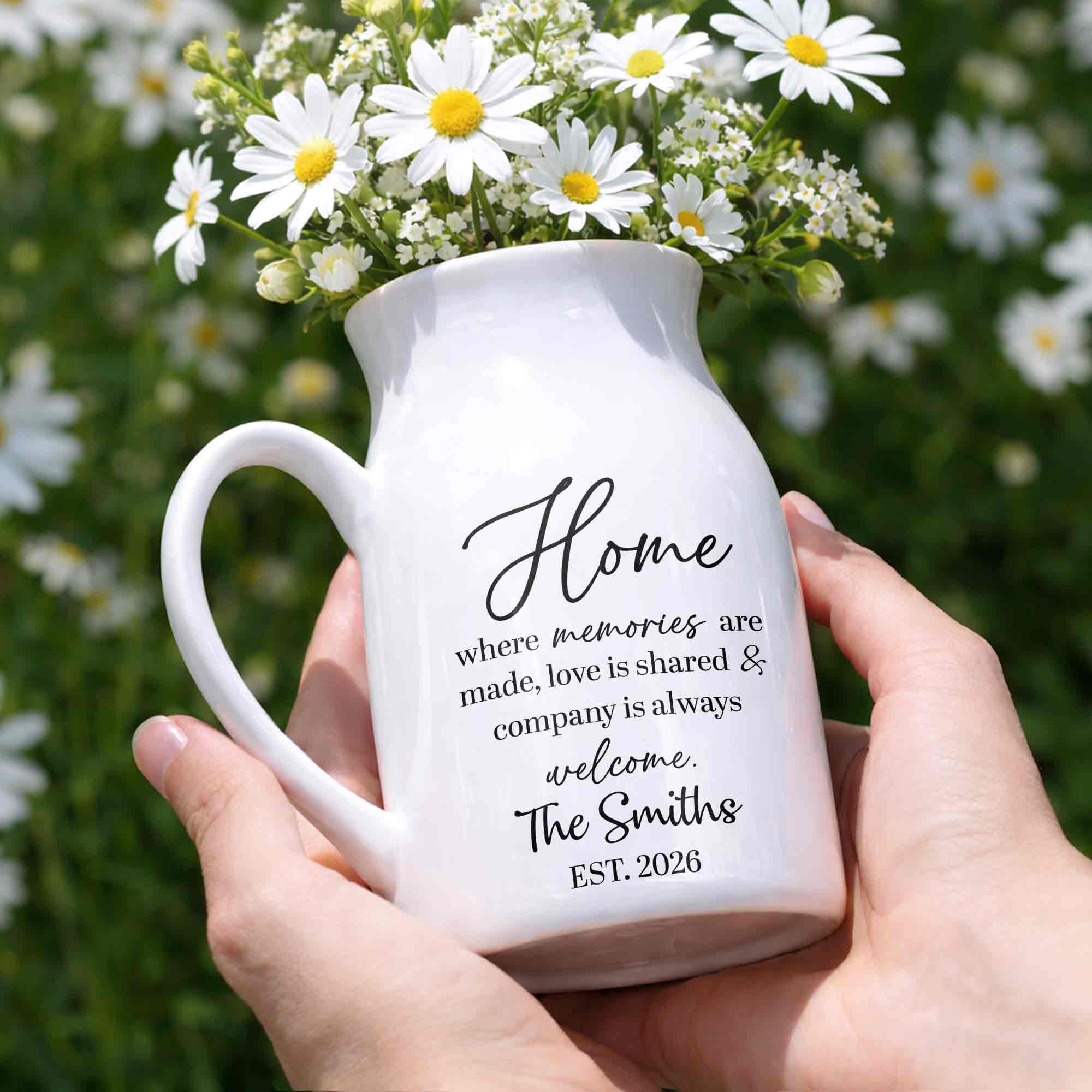 Personalized Ceramic Flower Vase Custom Year Gift for Family