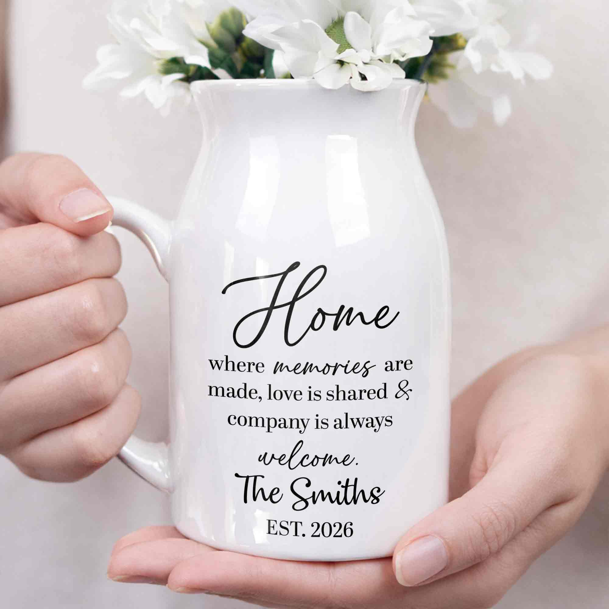 Personalized Ceramic Flower Vase Custom Year Gift for Family