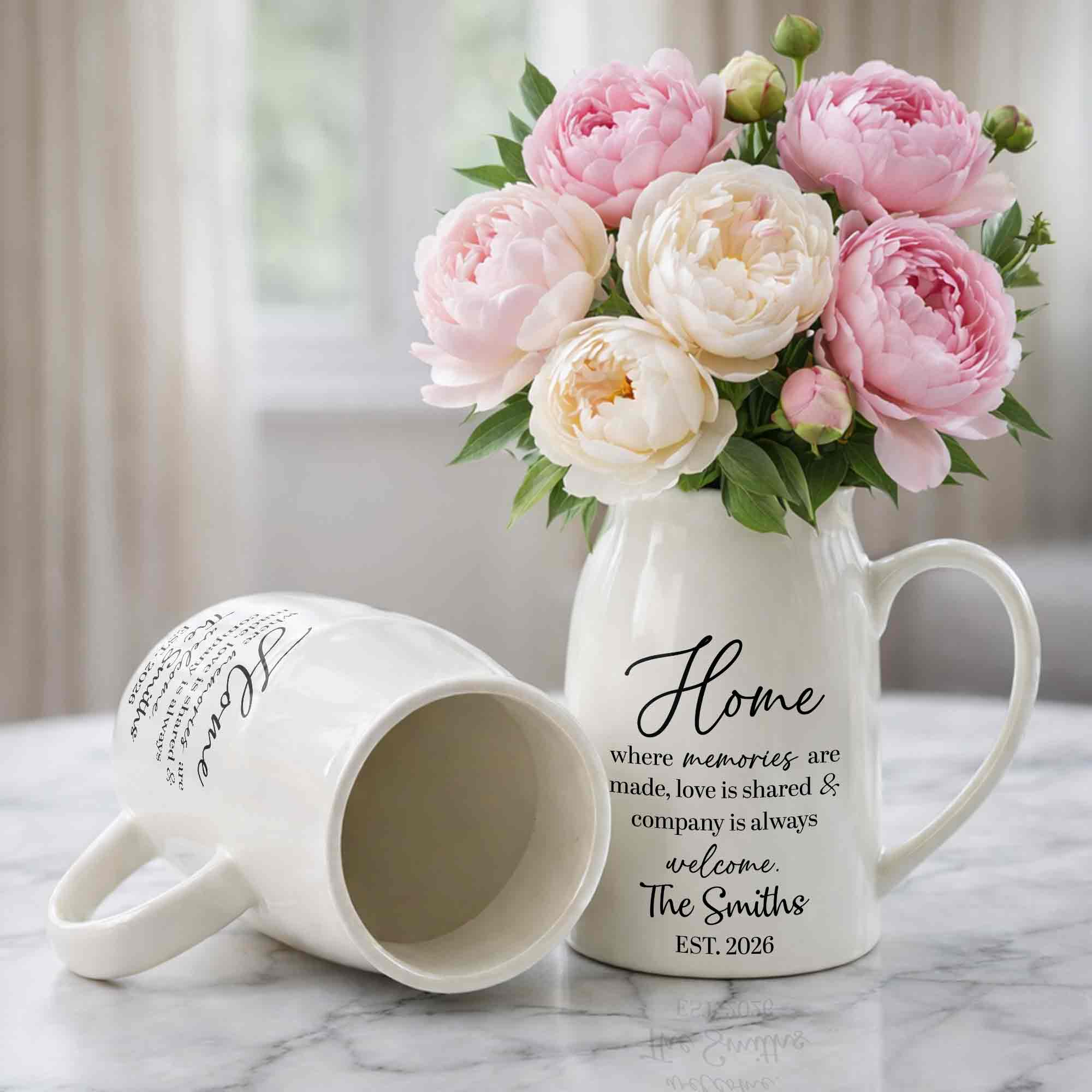 Personalized Ceramic Flower Vase Custom Year Gift for Family