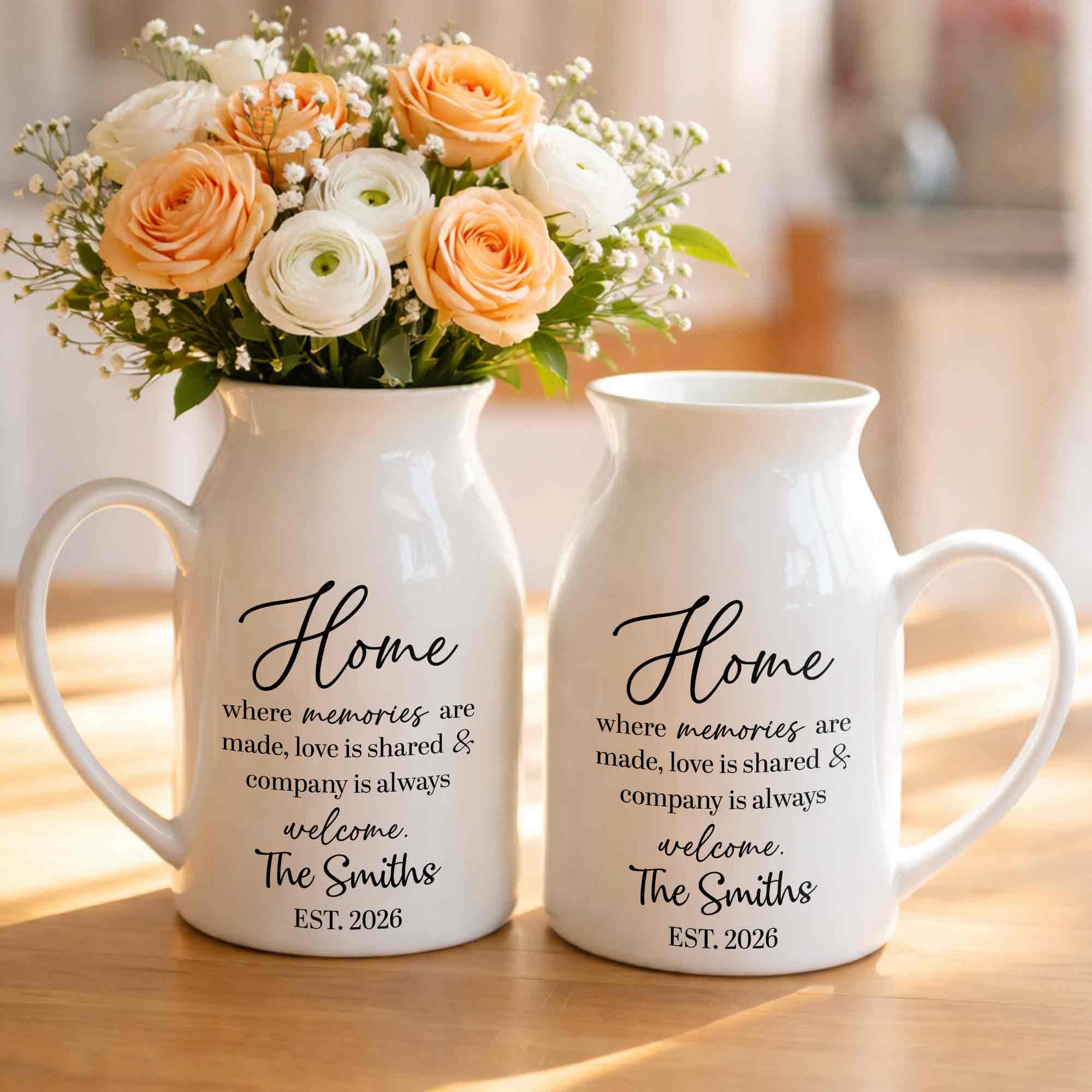Personalized Ceramic Flower Vase Custom Year Gift for Family