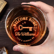Load image into Gallery viewer, Personalized Engraved Whiskey Glass Custom Family Name Gift
