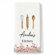 Load image into Gallery viewer, Personalized Kitchen Towel Custom Name Flowers Gift for Mom
