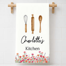Load image into Gallery viewer, Personalized Kitchen Towel Custom Name Flowers Gift for Mom
