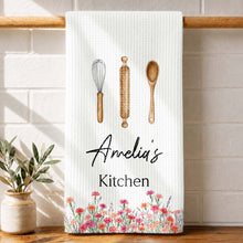 Load image into Gallery viewer, Personalized Kitchen Towel Custom Name Flowers Gift for Mom
