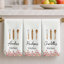 Load image into Gallery viewer, Personalized Kitchen Towel Custom Name Flowers Gift for Mom
