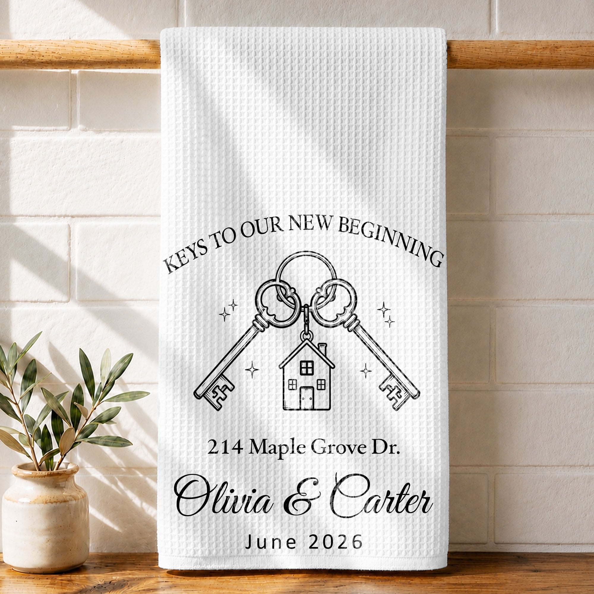 Custom Photo Kitchen Towel Key Chain Gift for Couples
