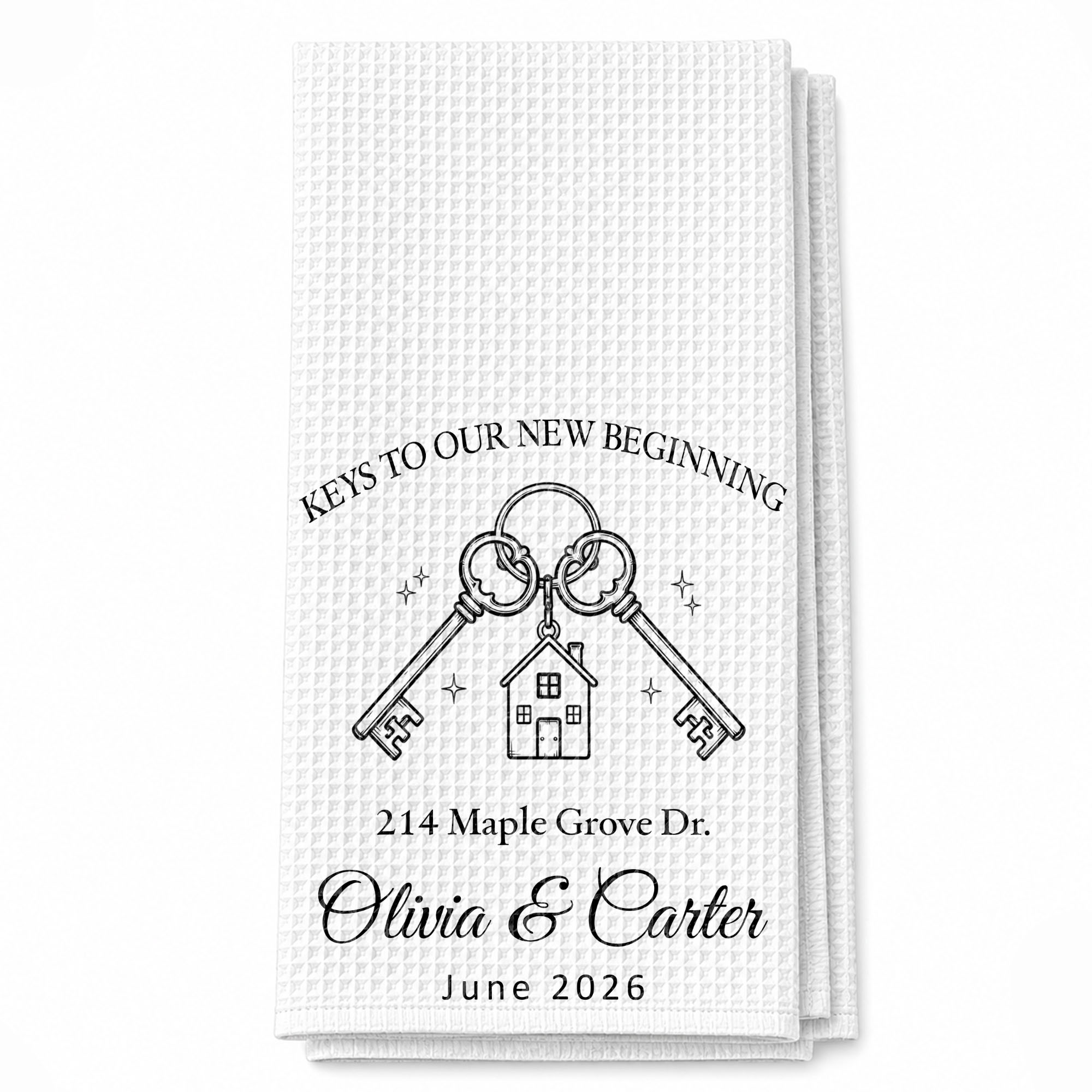 Custom Photo Kitchen Towel Key Chain Gift for Couples