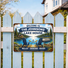 Load image into Gallery viewer, Personalized Metal Sign Custom Name Lake House Décor Gift
