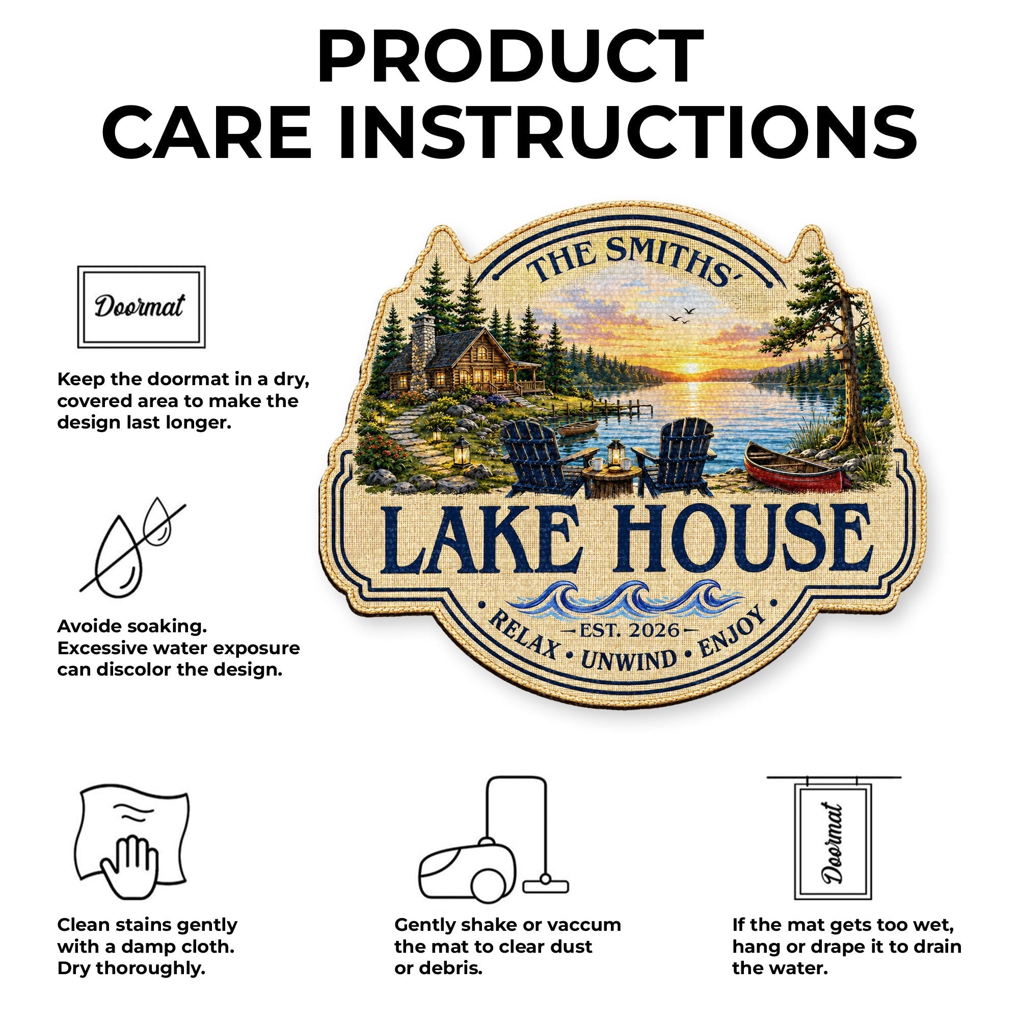 Personalized Custom Lake House Doormat Unique Cabin Gift