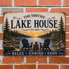 Load image into Gallery viewer, Personalized Lake House Metal Sign Custom Name Gift
