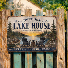 Load image into Gallery viewer, Personalized Lake House Metal Sign Custom Name Gift
