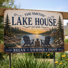 Load image into Gallery viewer, Personalized Lake House Metal Sign Custom Name Gift
