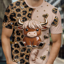 Load image into Gallery viewer, Personalized Cute Highland Cow T-Shirt Custom Name Gift
