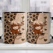 Load image into Gallery viewer, Personalized Cute Highland Cow Accent Mug Custom Name Gift

