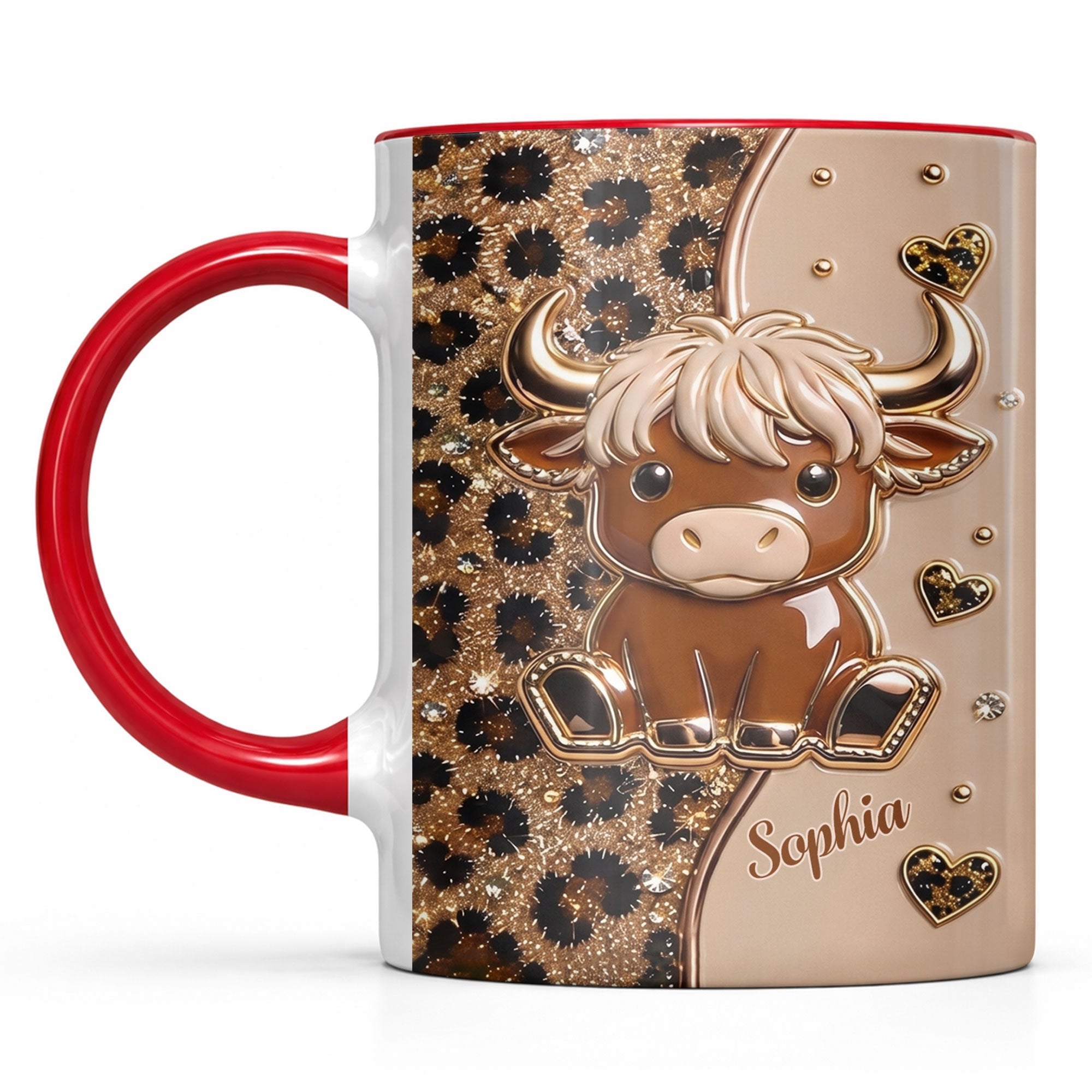 Personalized Cute Highland Cow Accent Mug Custom Name Gift