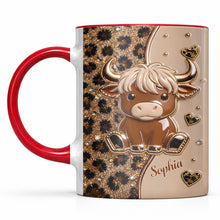 Load image into Gallery viewer, Personalized Cute Highland Cow Accent Mug Custom Name Gift
