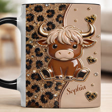 Load image into Gallery viewer, Personalized Cute Highland Cow Accent Mug Custom Name Gift
