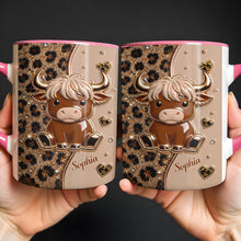 Load image into Gallery viewer, Personalized Cute Highland Cow Accent Mug Custom Name Gift
