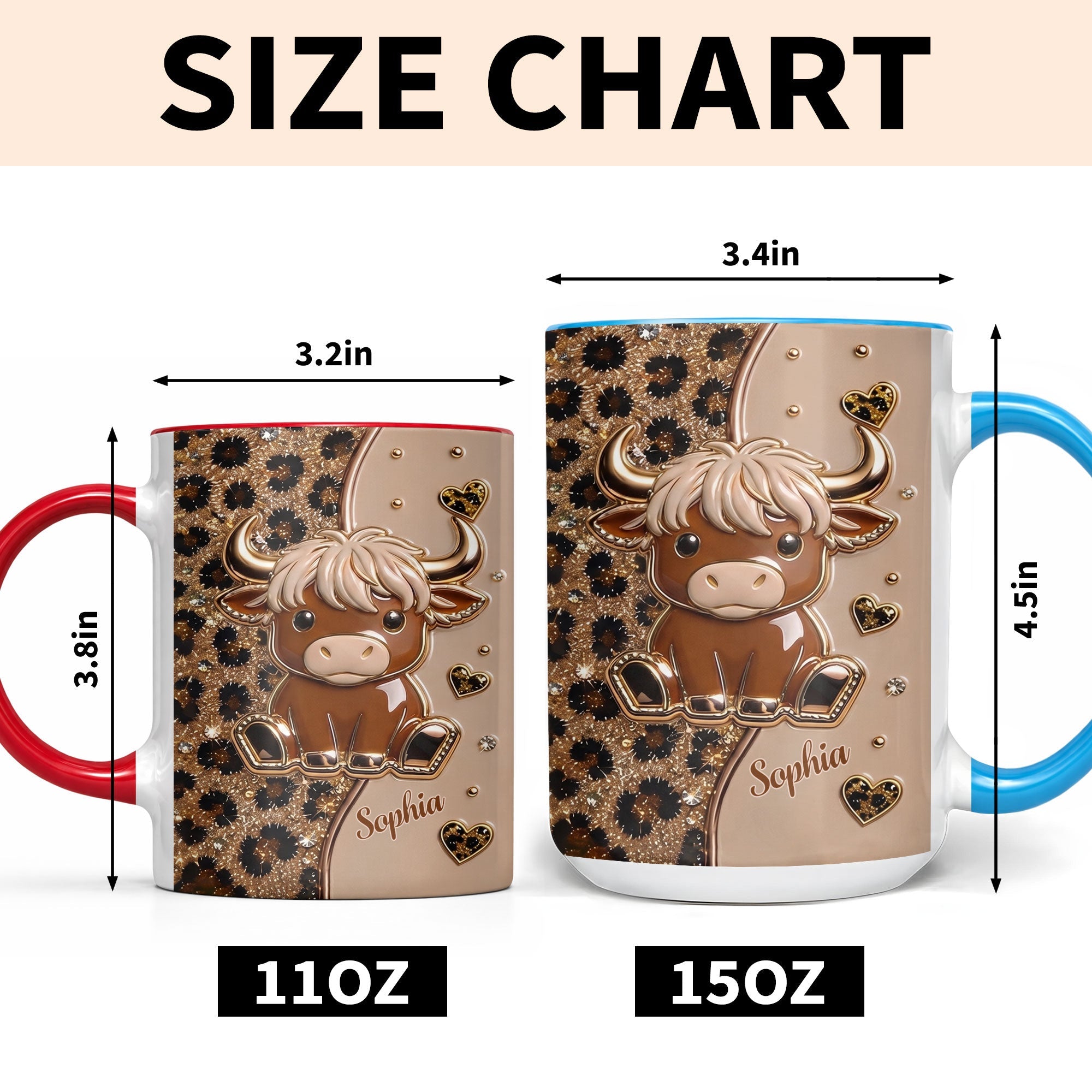 Personalized Cute Highland Cow Accent Mug Custom Name Gift