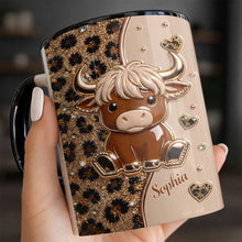 Load image into Gallery viewer, Personalized Cute Highland Cow Accent Mug Custom Name Gift
