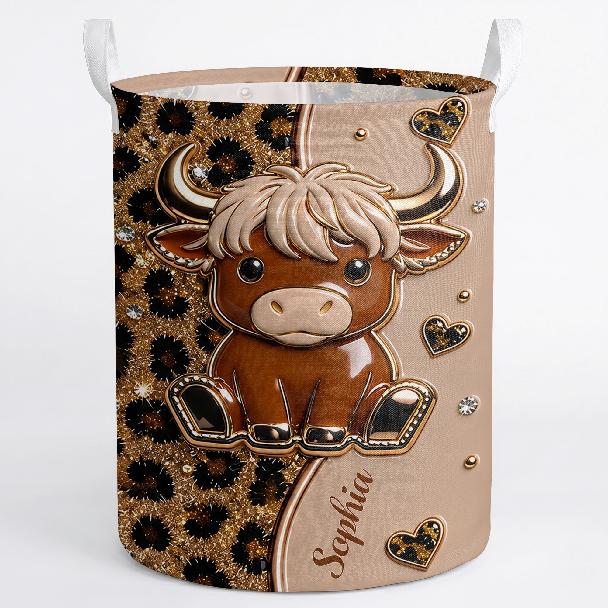 Personalized Baby Highland Cow Basket Custom Name Gift for Kids