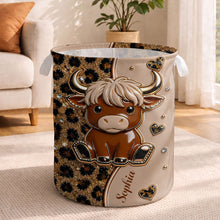 Load image into Gallery viewer, Personalized Baby Highland Cow Basket Custom Name Gift for Kids
